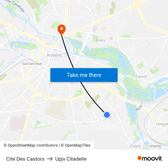 Cite Des Castors to Upjv Citadelle map