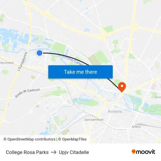 College Rosa Parks to Upjv Citadelle map