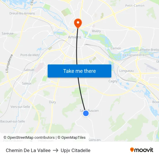 Chemin De La Vallee to Upjv Citadelle map