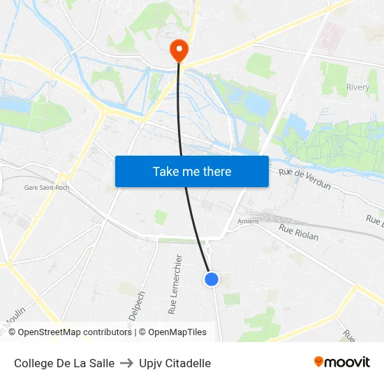 College De La Salle to Upjv Citadelle map