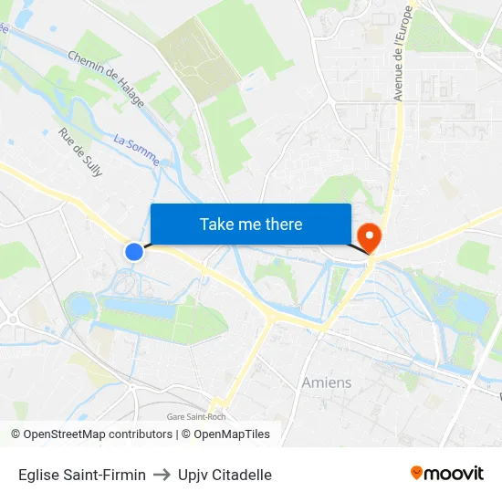 Eglise Saint-Firmin to Upjv Citadelle map