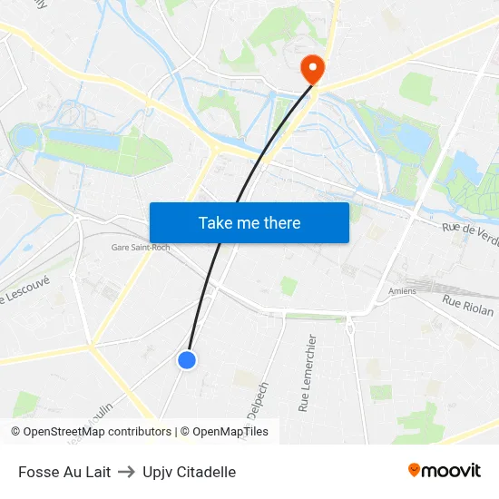 Fosse Au Lait to Upjv Citadelle map