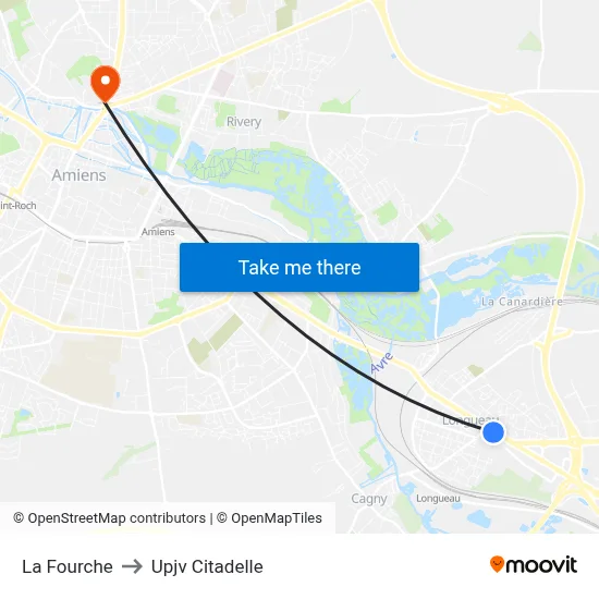La Fourche to Upjv Citadelle map