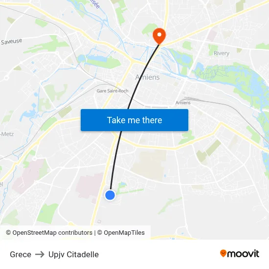 Grece to Upjv Citadelle map