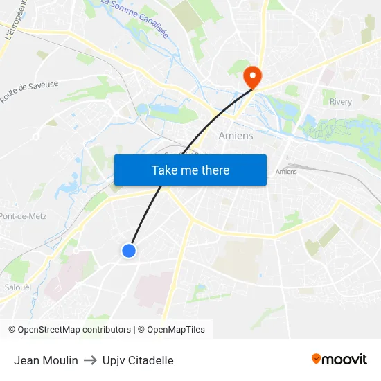 Jean Moulin to Upjv Citadelle map