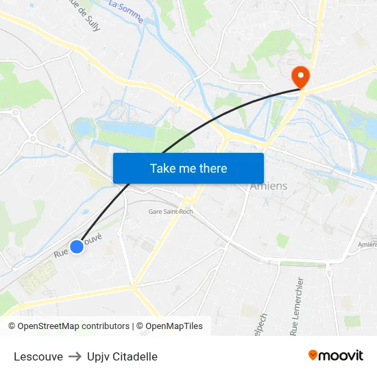 Lescouve to Upjv Citadelle map