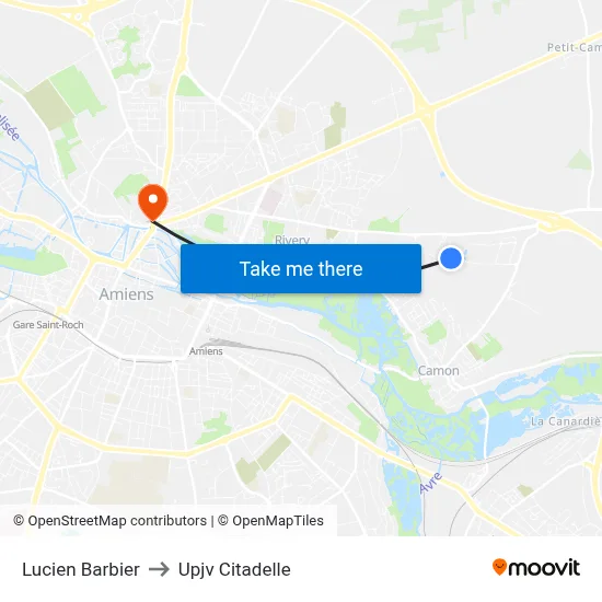 Lucien Barbier to Upjv Citadelle map