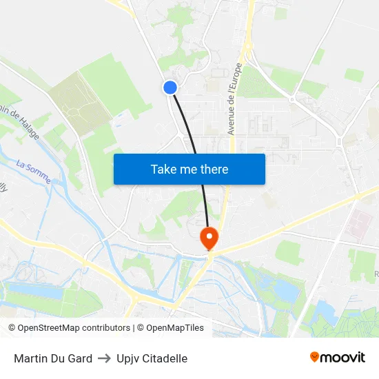 Martin Du Gard to Upjv Citadelle map