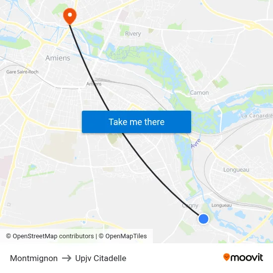 Montmignon to Upjv Citadelle map