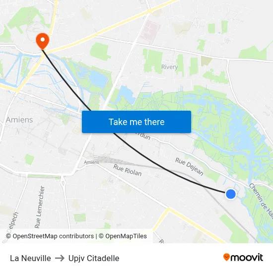 La Neuville to Upjv Citadelle map