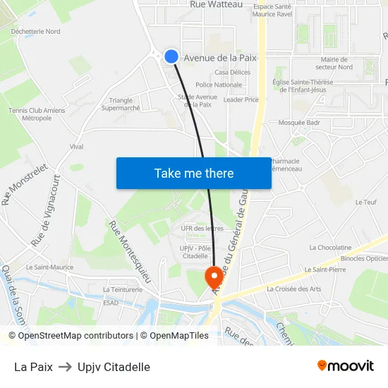 La Paix to Upjv Citadelle map