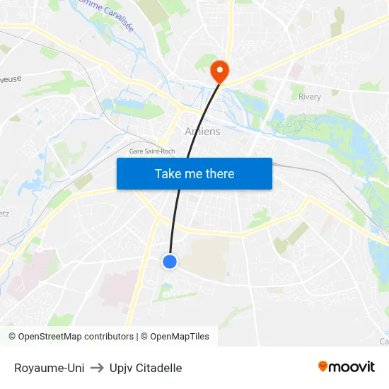 Royaume-Uni to Upjv Citadelle map