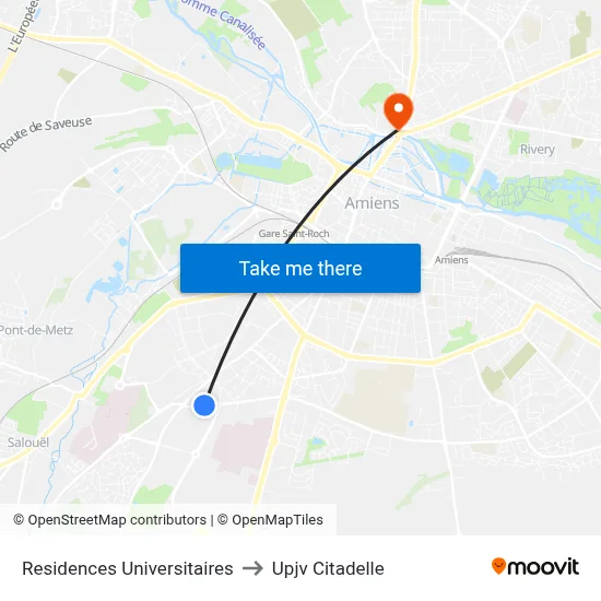 Residences Universitaires to Upjv Citadelle map