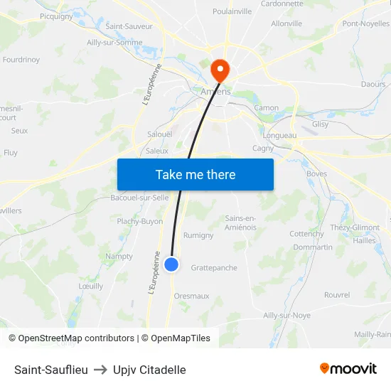 Saint-Sauflieu to Upjv Citadelle map