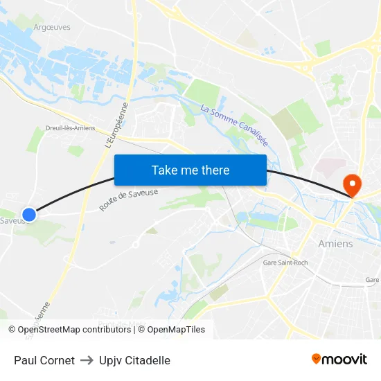Paul Cornet to Upjv Citadelle map