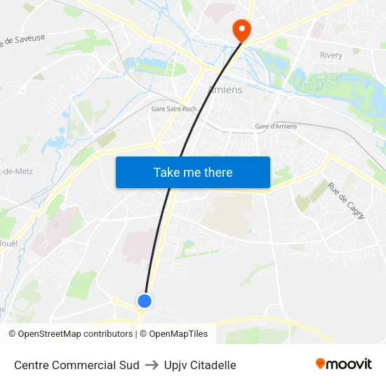 Centre Commercial Sud to Upjv Citadelle map