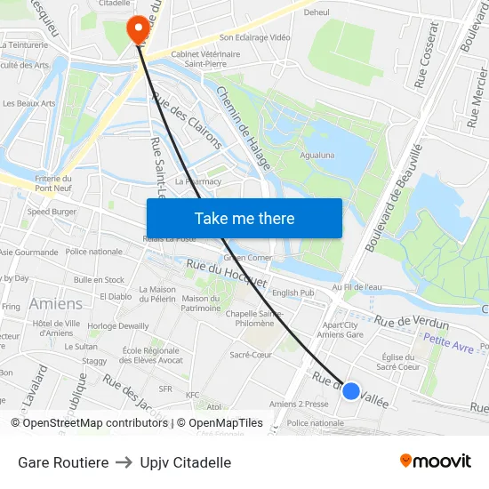 Gare Routiere to Upjv Citadelle map