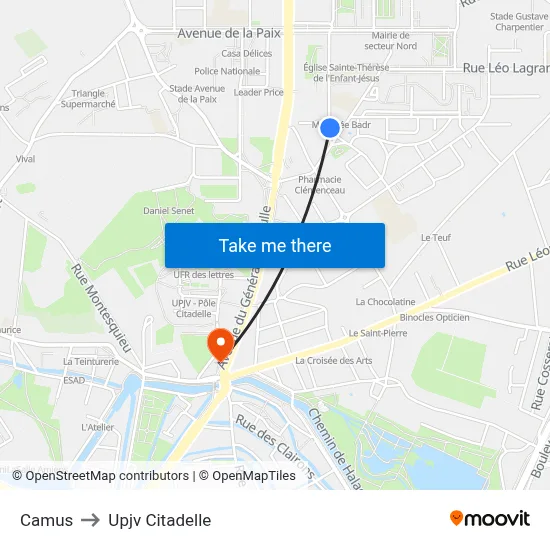 Camus to Upjv Citadelle map