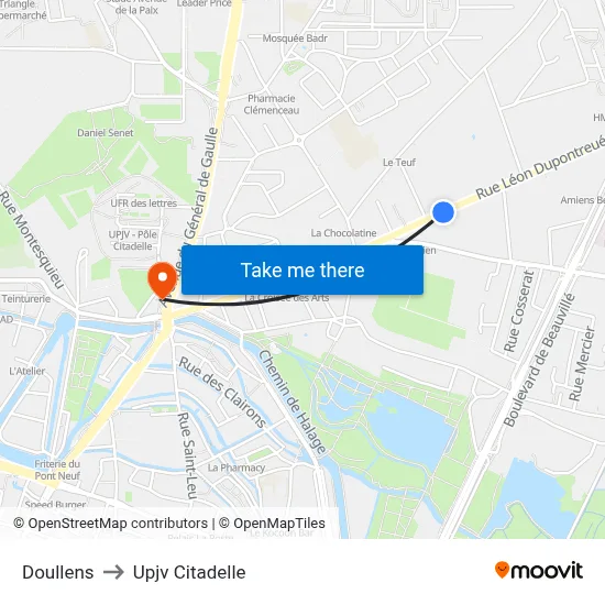 Doullens to Upjv Citadelle map