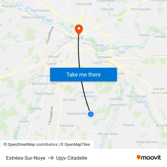 Estrées-Sur-Noye to Upjv Citadelle map