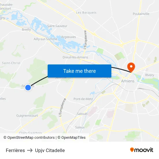 Ferrières to Upjv Citadelle map
