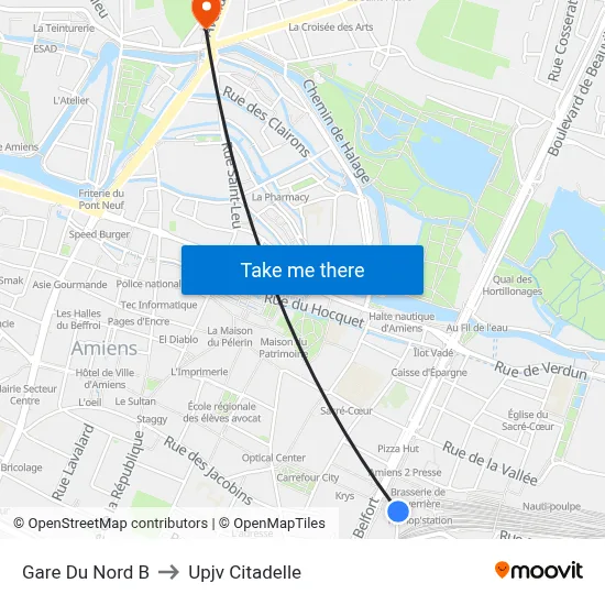 Gare Du Nord B to Upjv Citadelle map