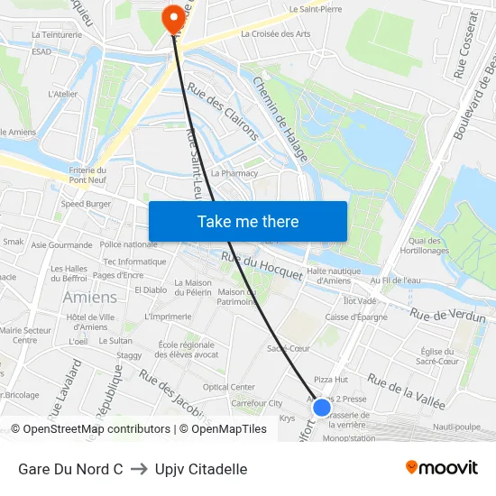 Gare Du Nord C to Upjv Citadelle map