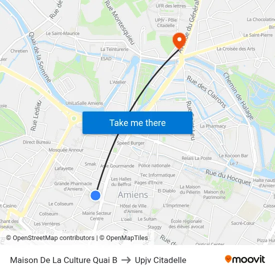 Maison De La Culture Quai B to Upjv Citadelle map