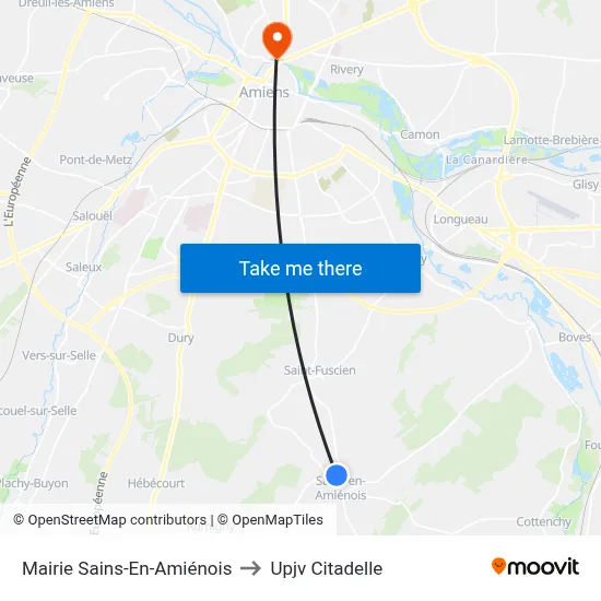 Mairie Sains-En-Amiénois to Upjv Citadelle map