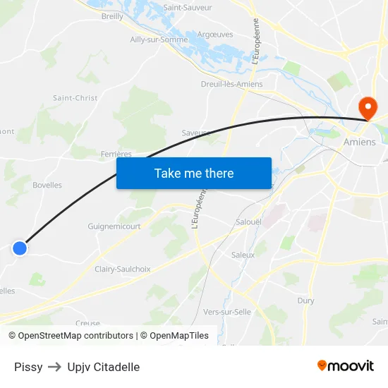 Pissy to Upjv Citadelle map