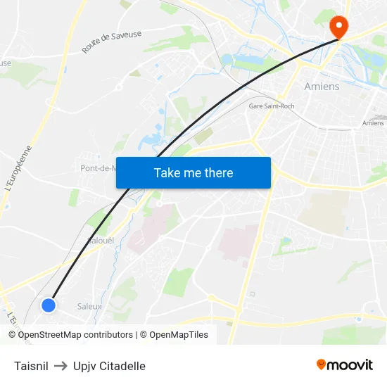 Taisnil to Upjv Citadelle map