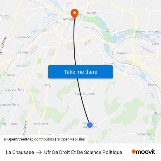 La Chaussee to Ufr De Droit Et De Science Politique map