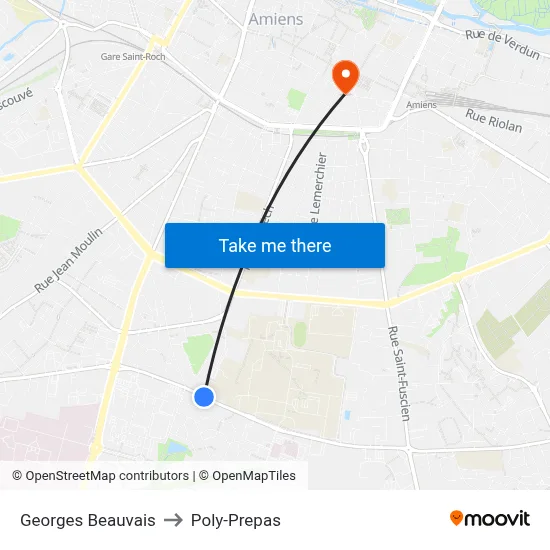 Georges Beauvais to Poly-Prepas map