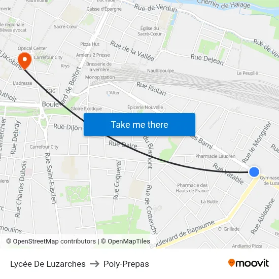 Lycée De Luzarches to Poly-Prepas map