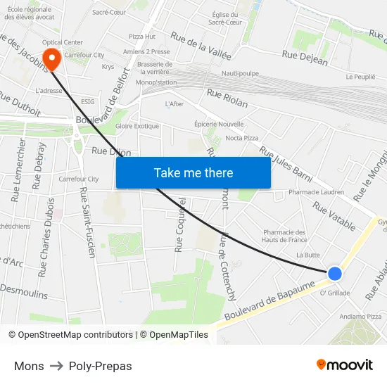 Mons to Poly-Prepas map