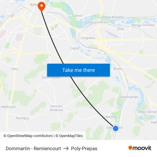 Dommartin - Remiencourt to Poly-Prepas map