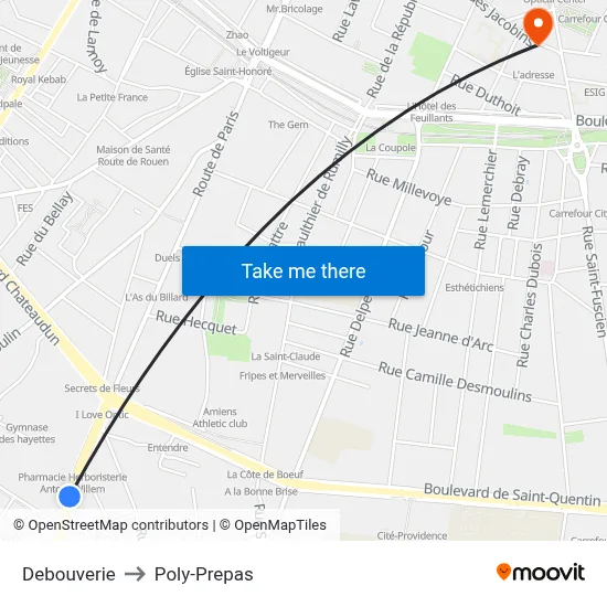 Debouverie to Poly-Prepas map