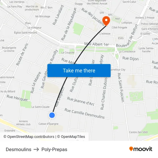 Desmoulins to Poly-Prepas map