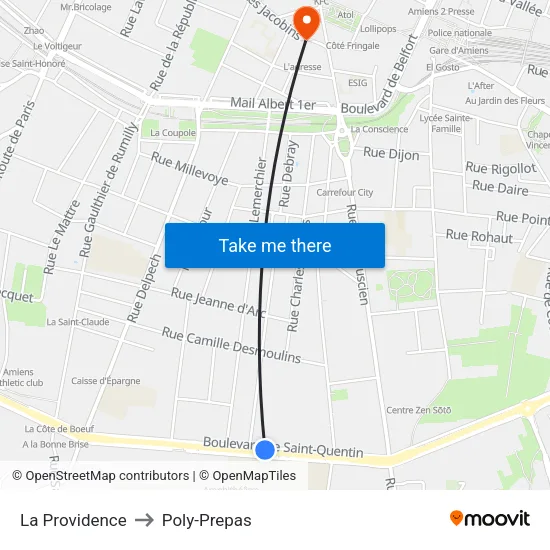 La Providence to Poly-Prepas map