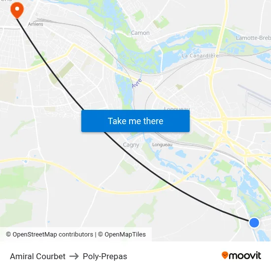 Amiral Courbet to Poly-Prepas map