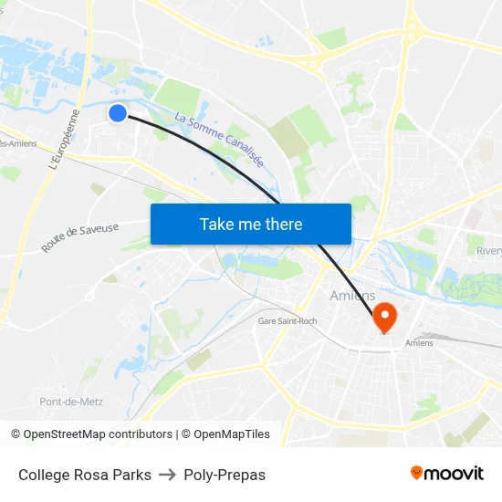 College Rosa Parks to Poly-Prepas map