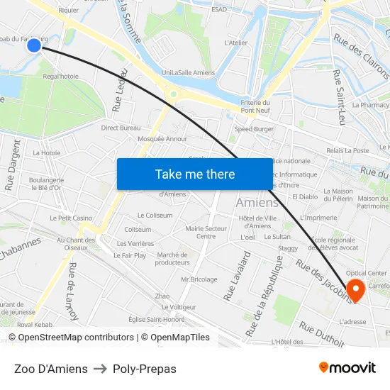 Zoo D'Amiens to Poly-Prepas map