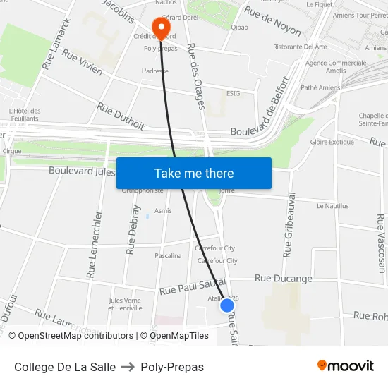 College De La Salle to Poly-Prepas map