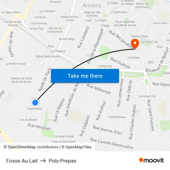 Fosse Au Lait to Poly-Prepas map