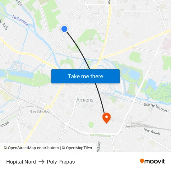Hopital Nord to Poly-Prepas map