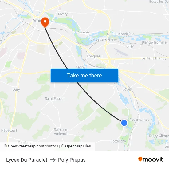 Lycee Du Paraclet to Poly-Prepas map