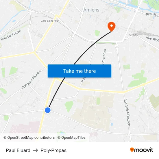 Paul Eluard to Poly-Prepas map