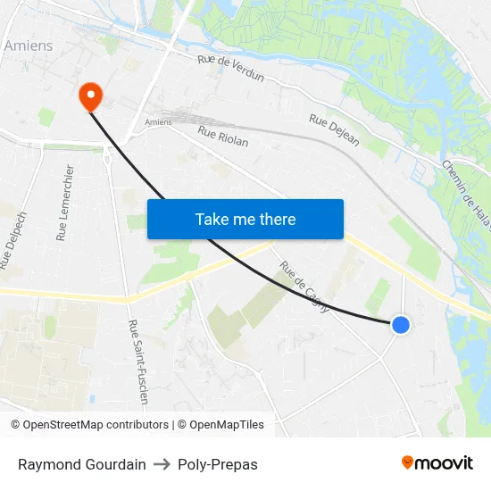 Raymond Gourdain to Poly-Prepas map