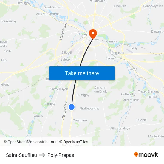Saint-Sauflieu to Poly-Prepas map