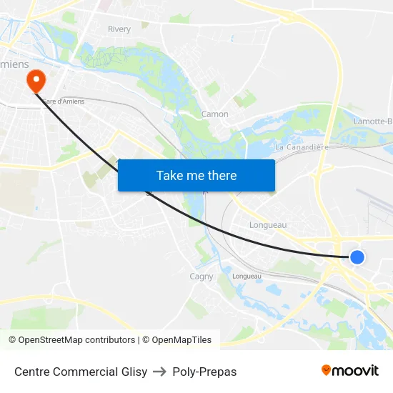 Centre Commercial Glisy to Poly-Prepas map